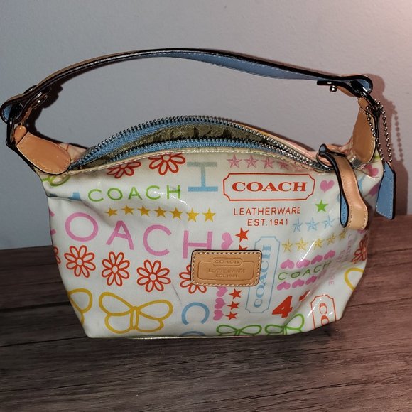 Coach Classic Logo Off White & Multi-colored Mini Bag RARE *see description* - Picture 16 of 16
